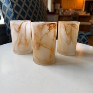 Hollow in Glass Elegant Marble-Effect Candle Holders